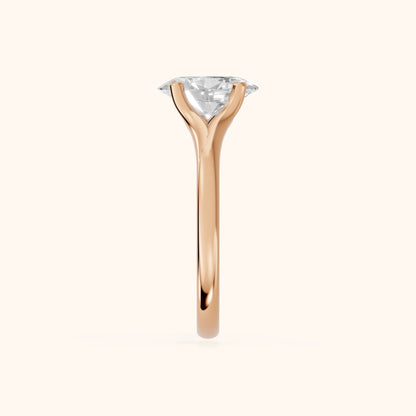 Nell Split Shank Solitaire Oval Diamond Engagement Ring in Rose Gold - SideView.webp