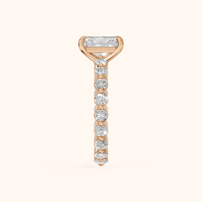 Piper Sidestone Radiant Diamond Engagement Ring in Rose Gold - SideView.webp