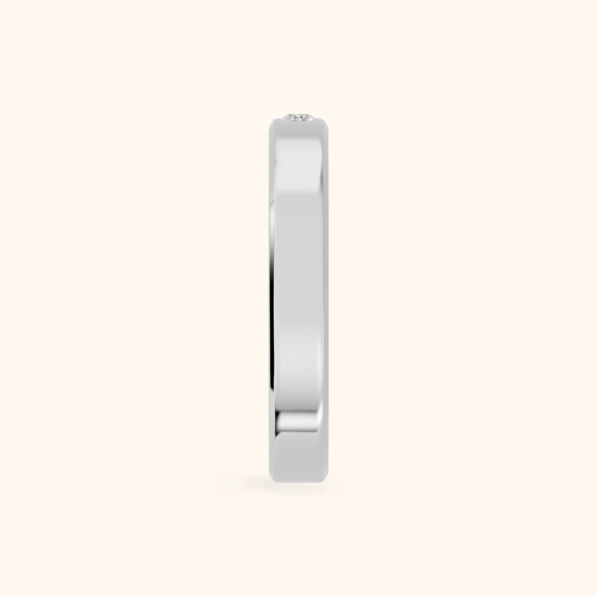 Kiara Classic Bezel Round Diamond Wedding Band in Silver - SideView
