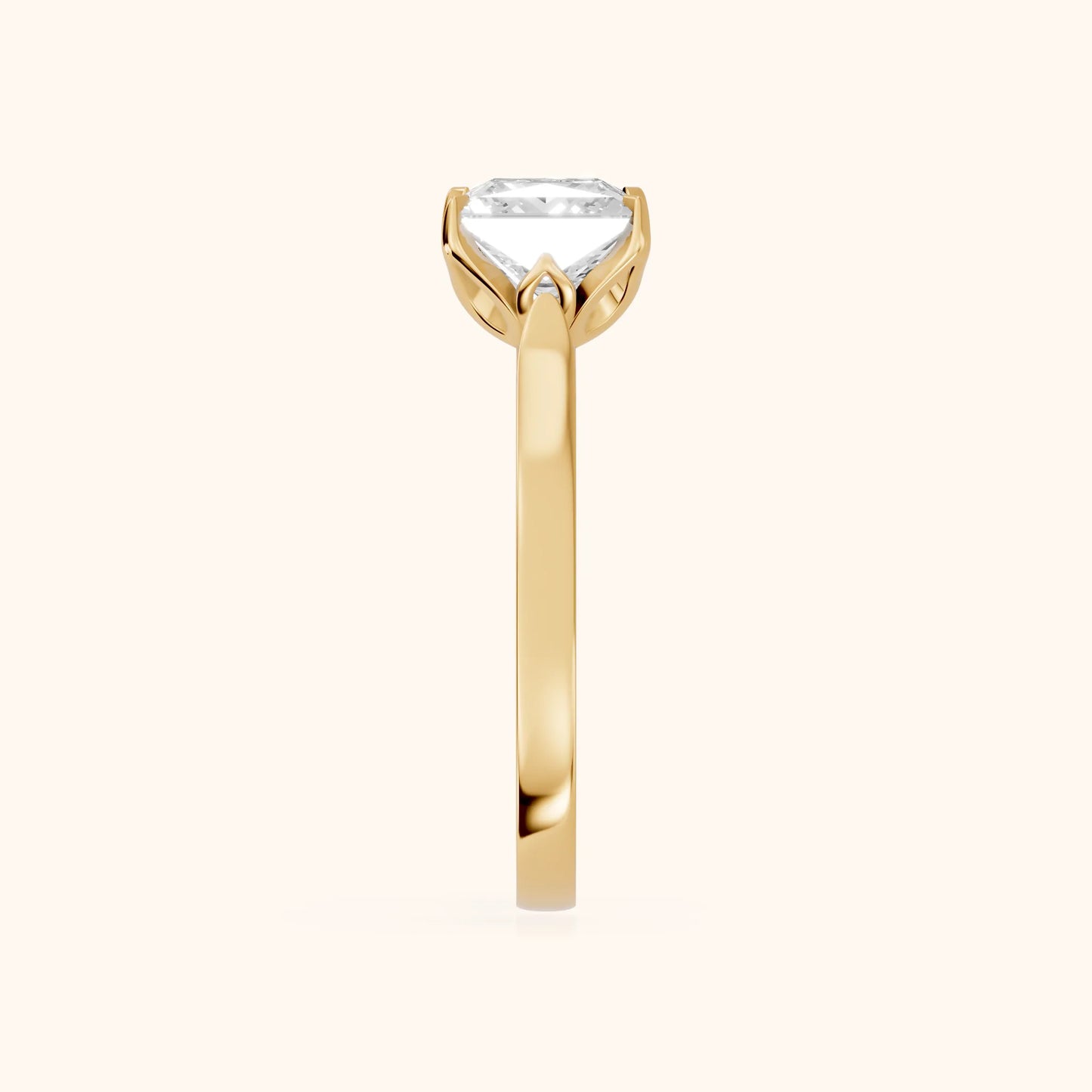Isabella Bloom Solitaire Princess Diamond Engagement Ring in Yellow Gold - SideView