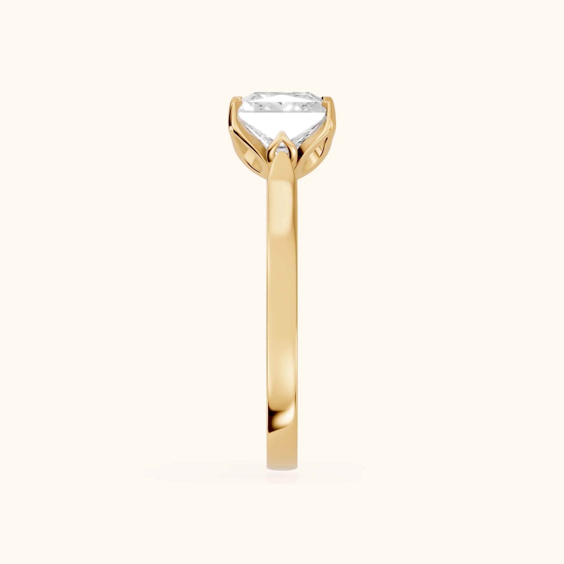 Isabella Bloom Solitaire Princess Diamond Engagement Ring in Yellow Gold - SideView