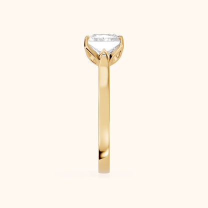Isabella Bloom Solitaire Princess Diamond Engagement Ring in Yellow Gold - SideView