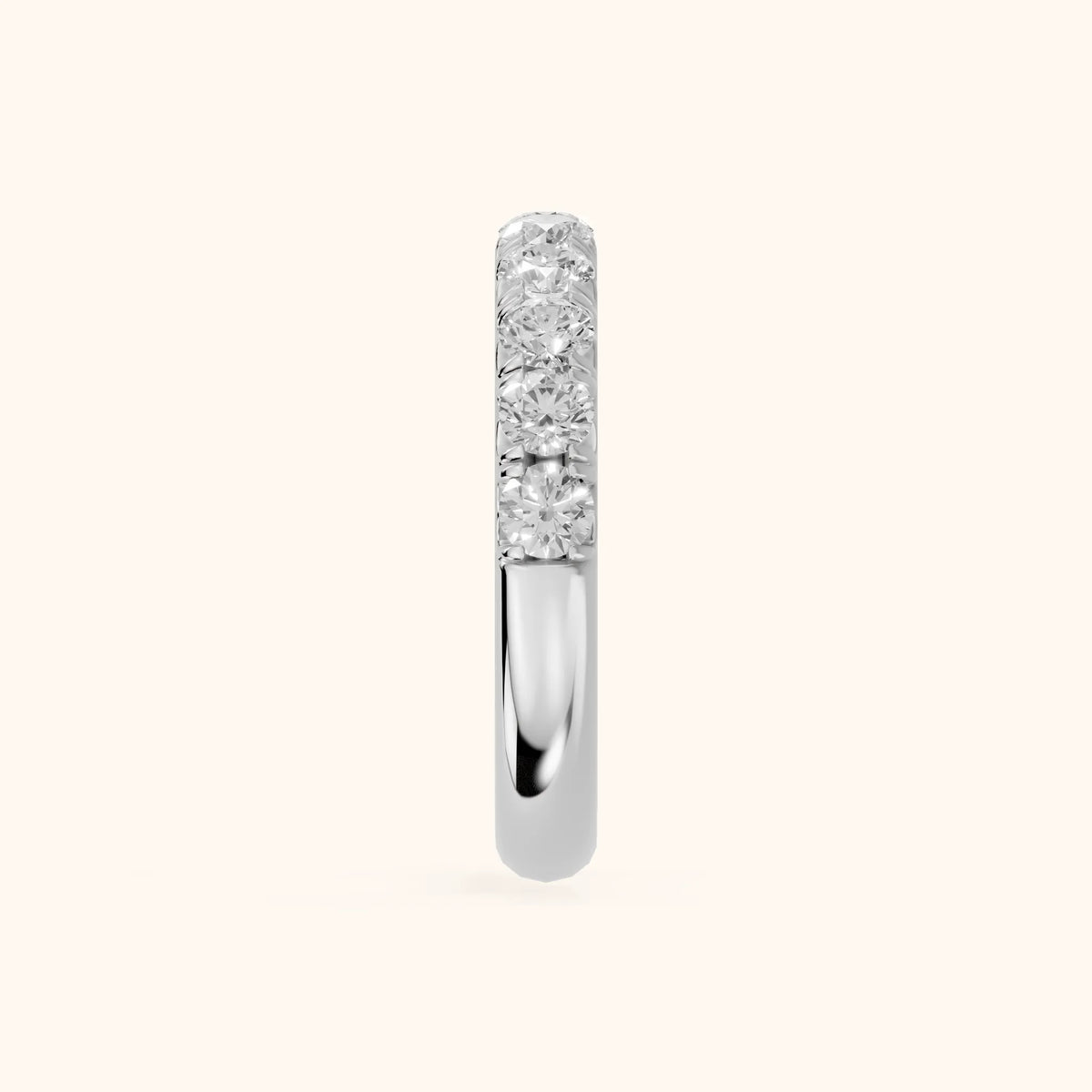 Joelle Shared Prong Round Diamond Half Eternity Band in Platinum - SideView