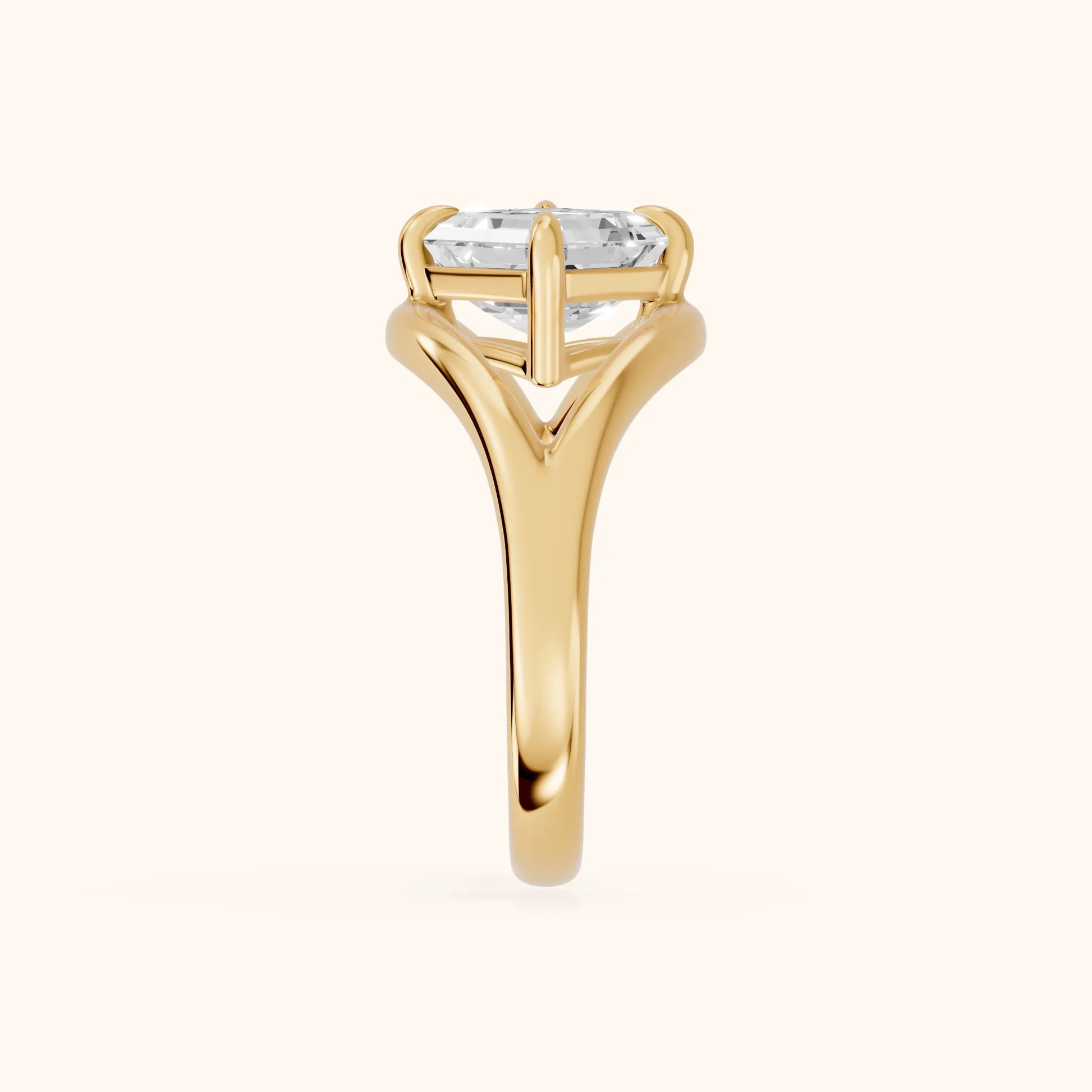 Seraphina Criss Cross  Asscher Diamond Engagement Ring in Yellow Gold - SideView