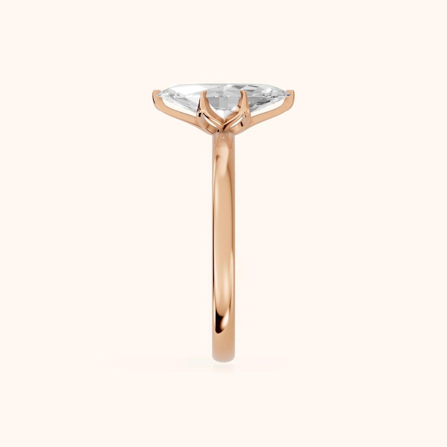 Serena Blossom Marquise Diamond Solitaire Ring in Rose Gold - SideView