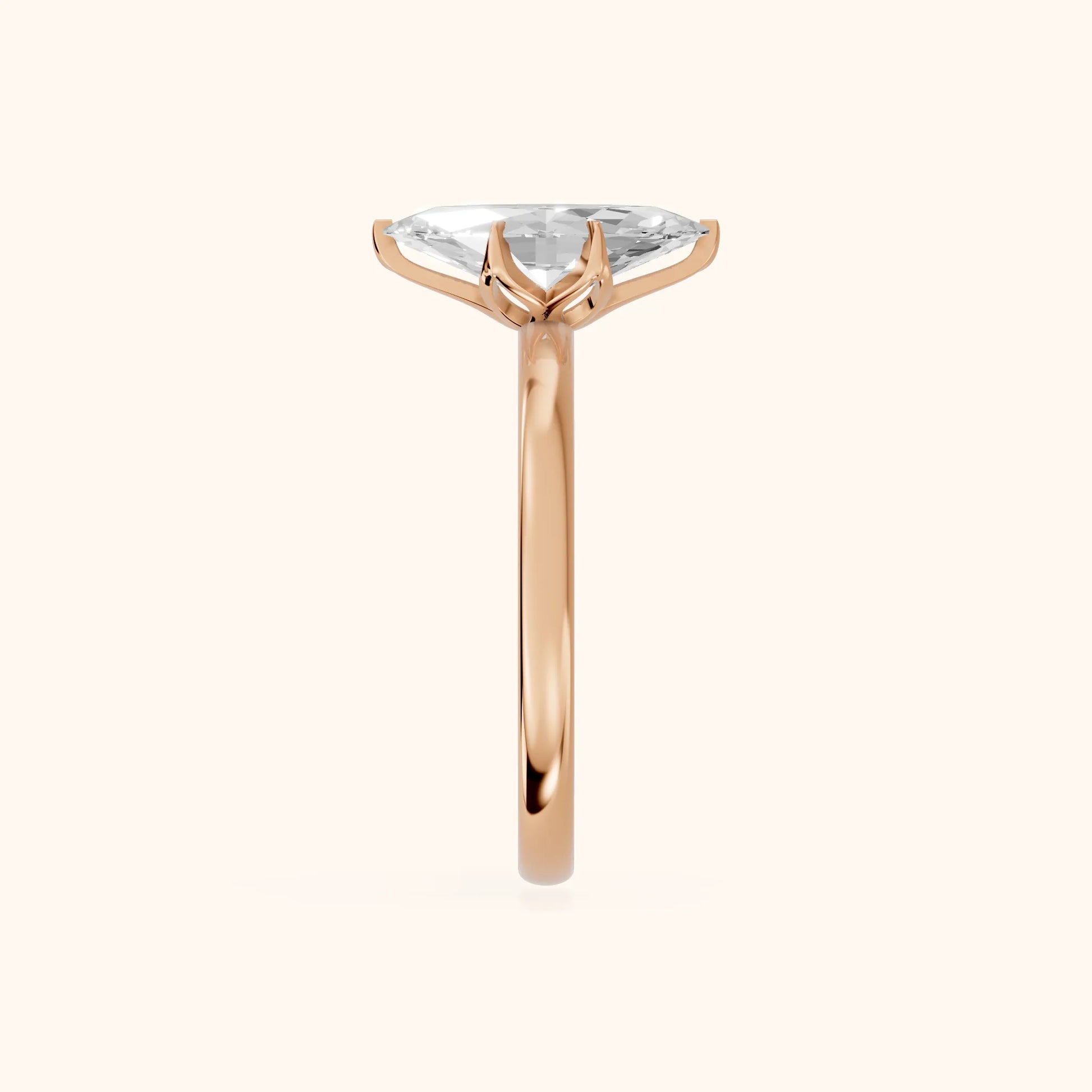 Serena Blossom Marquise Diamond Solitaire Ring in Rose Gold - SideView