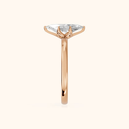 Serena Blossom Marquise Diamond Solitaire Ring in Rose Gold - SideView