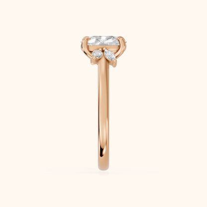 Hattie Leaf Cushion Diamond Engagement Ring in Rose Gold - SideView.webp