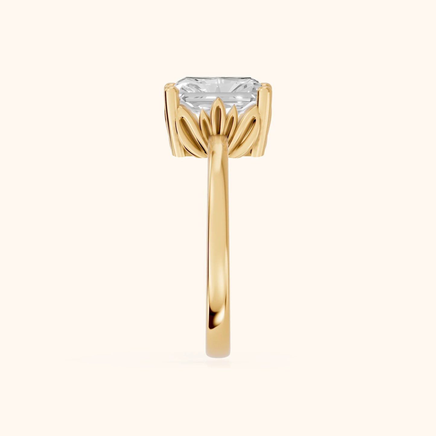 Radiant Cut Lab Grown Diamond Engagement Ring in Yellow Gold