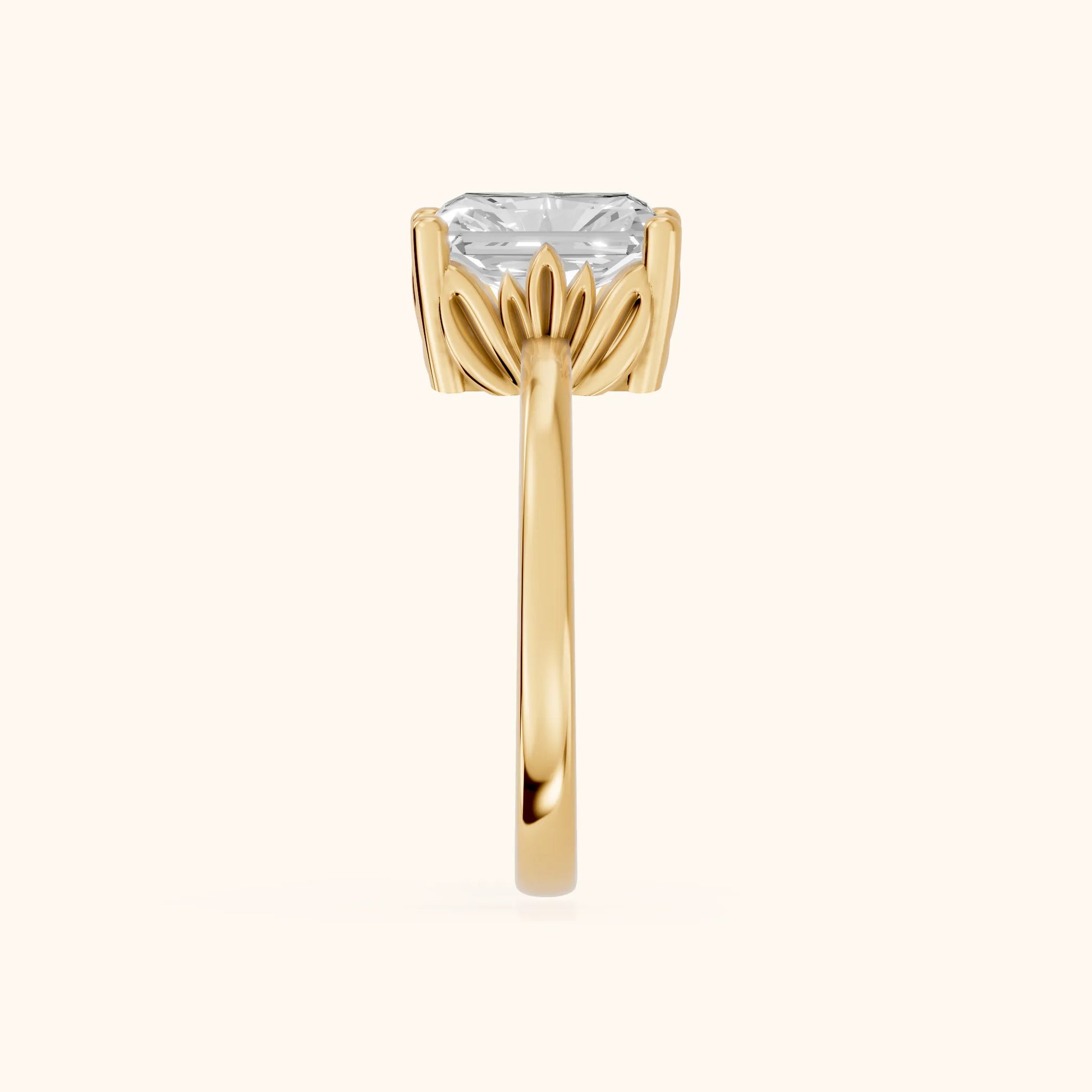 Radiant Cut Lab Grown Diamond Engagement Ring in Yellow Gold
