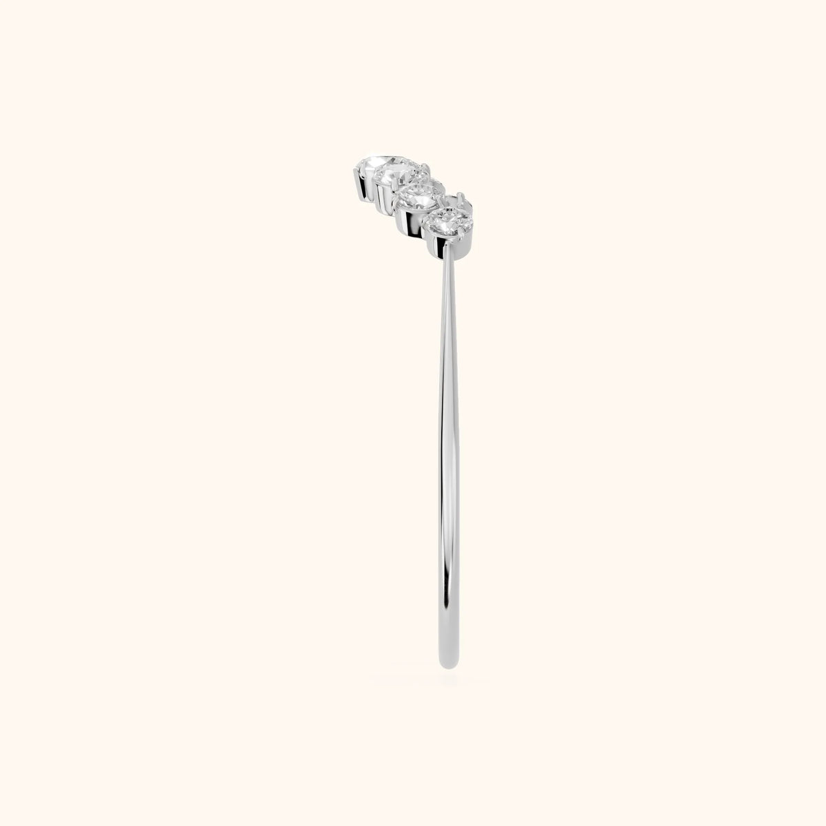 Lumi Curved Round Diamond Stackable Ring in White Gold - SideView
