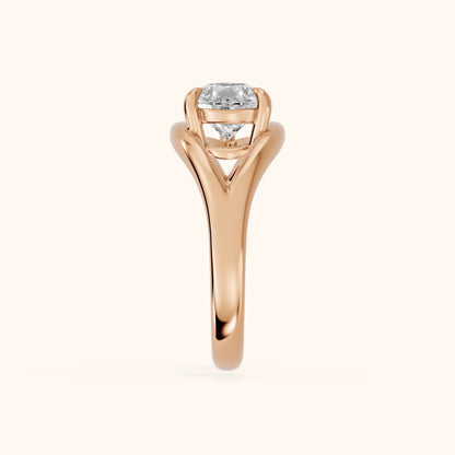 Madeleine Split Shank Pear Diamond Engagement Ring in Rose Gold - SideView.webp
