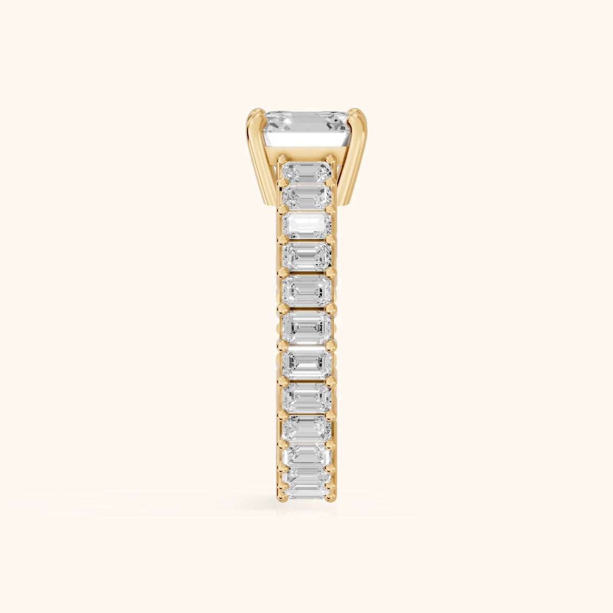 Mallory Shared Prong Asscher Diamond Engagement Ring in Yellow Gold - SideView.webp
