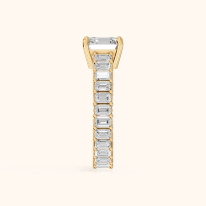 Mallory Shared Prong Asscher Diamond Engagement Ring in Yellow Gold - SideView.webp