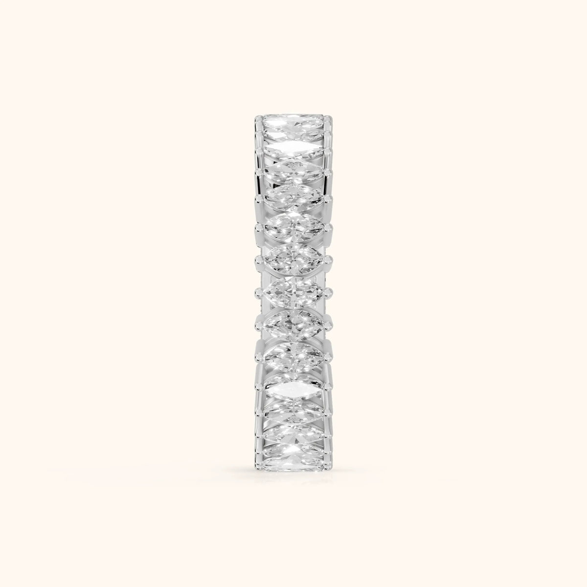 Maite Shared Prong Marquise & Baguette Diamond Eternity Band in Platinum - SideView