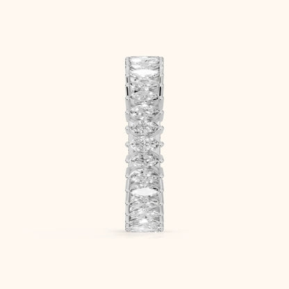 Maite Shared Prong Marquise & Baguette Diamond Eternity Band in Platinum - SideView