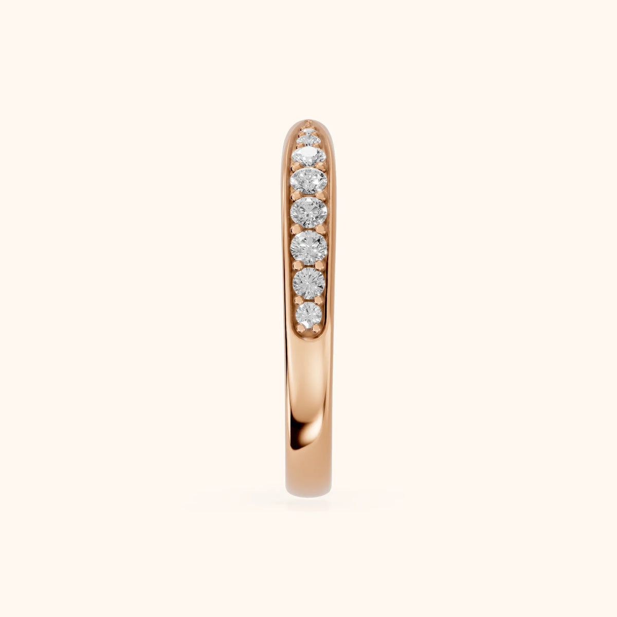 Fabia Tapered Riviera Round Diamond Half Eternity Band in Rose Gold - SideView