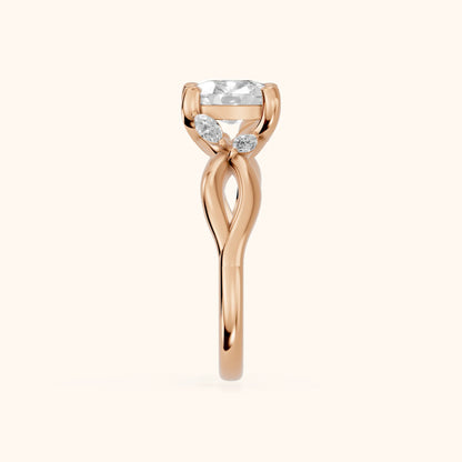 Luna Glow Twisted Cushion Diamond Engagement Ring in Rose Gold - SideView