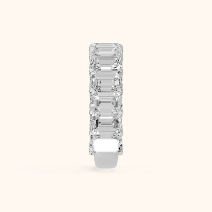 Tia Pavé Emerald Diamond Half Eternity Band in Platinum - SideView