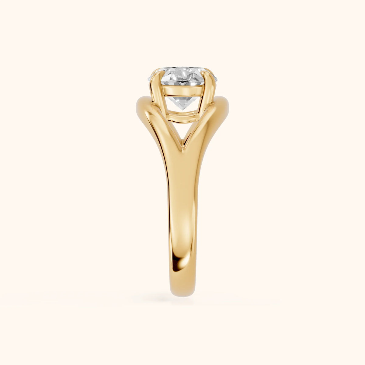 Madeleine Split Shank Oval Diamond Engagement Ring in Yellow Gold - SideView.webp