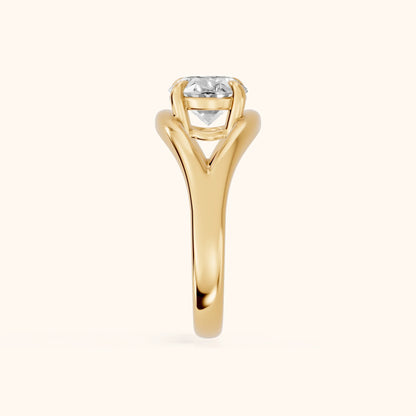 Madeleine Split Shank Oval Diamond Engagement Ring in Yellow Gold - SideView.webp