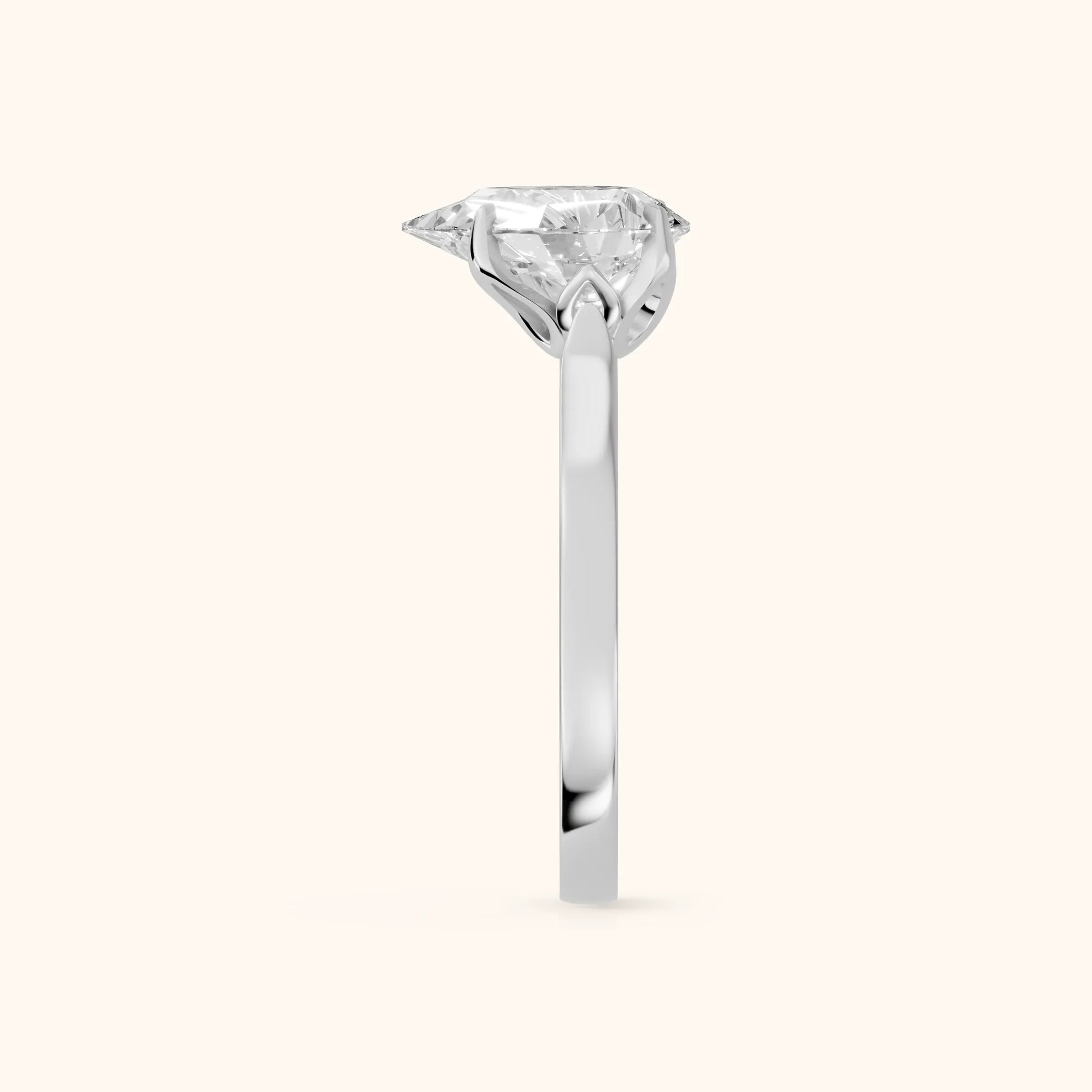 Isabella Bloom Solitaire Pear Diamond Engagement Ring in Platinum - SideView