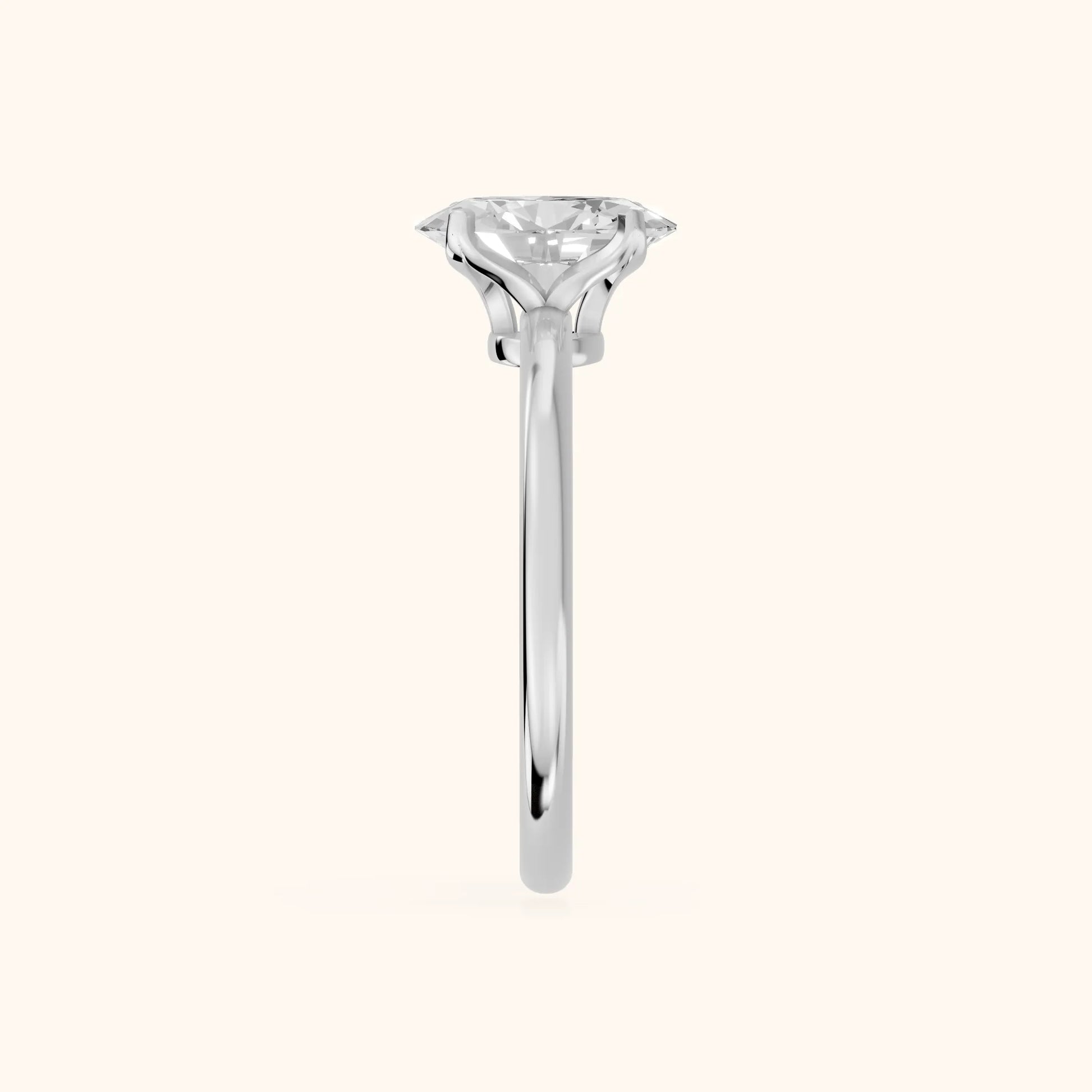 Flora Guardian Solitaire Oval Diamond Engagement Ring in Silver - SideView