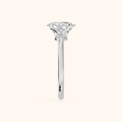 Flora Guardian Solitaire Oval Diamond Engagement Ring in Silver - SideView