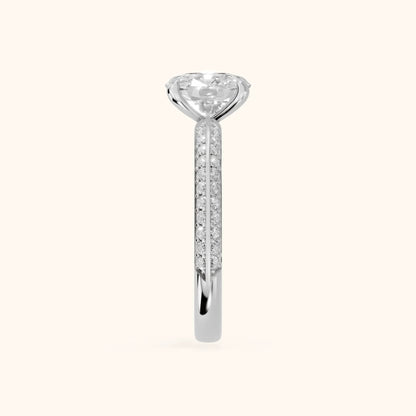 Meredith Knife Edge Pavé Cushion Diamond Engagement Ring in Platinum - SideView.webp