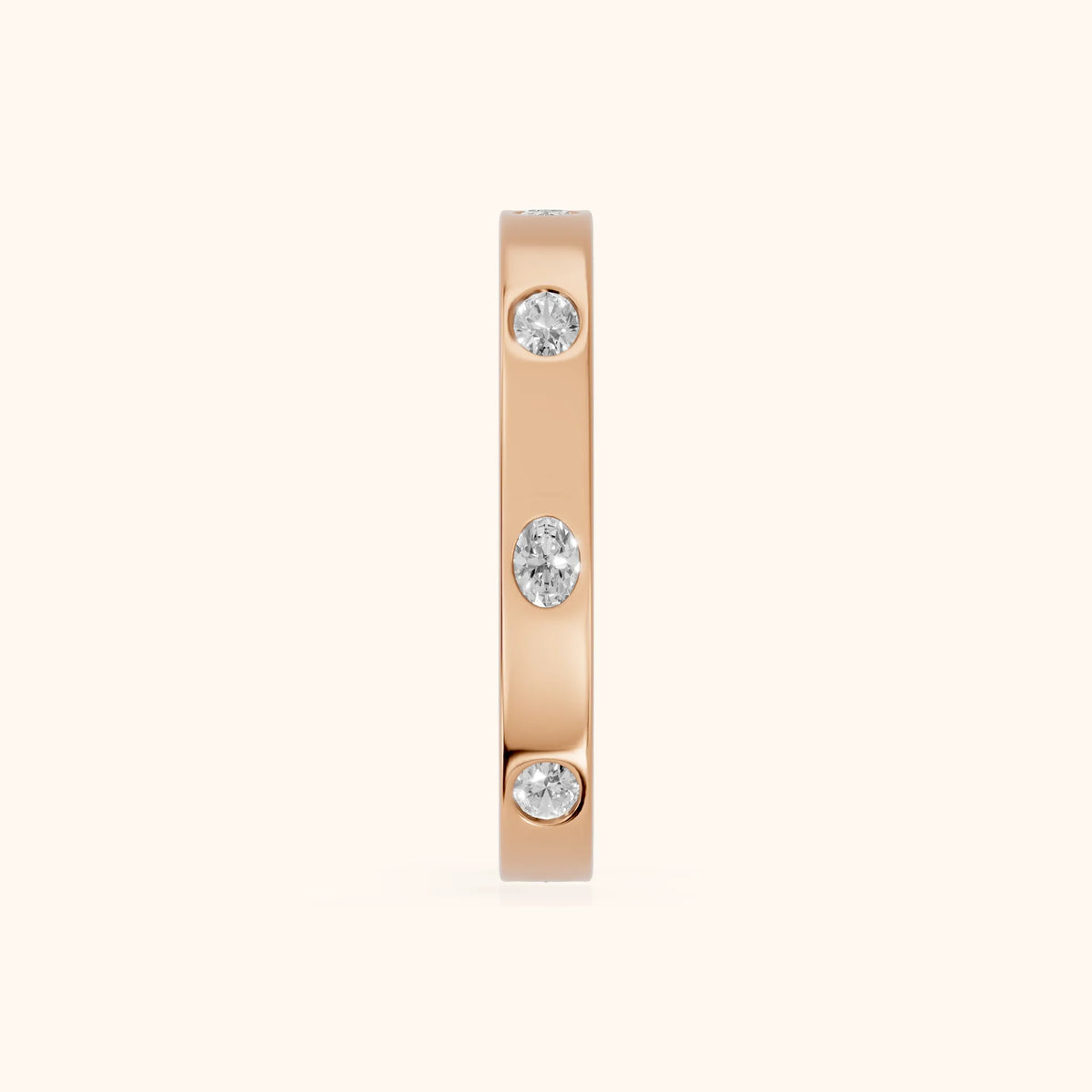 Alessia Bezel Oval & Round Diamond Eternity Band in Rose Gold - SideView