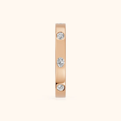 Alessia Bezel Oval & Round Diamond Eternity Band in Rose Gold - SideView