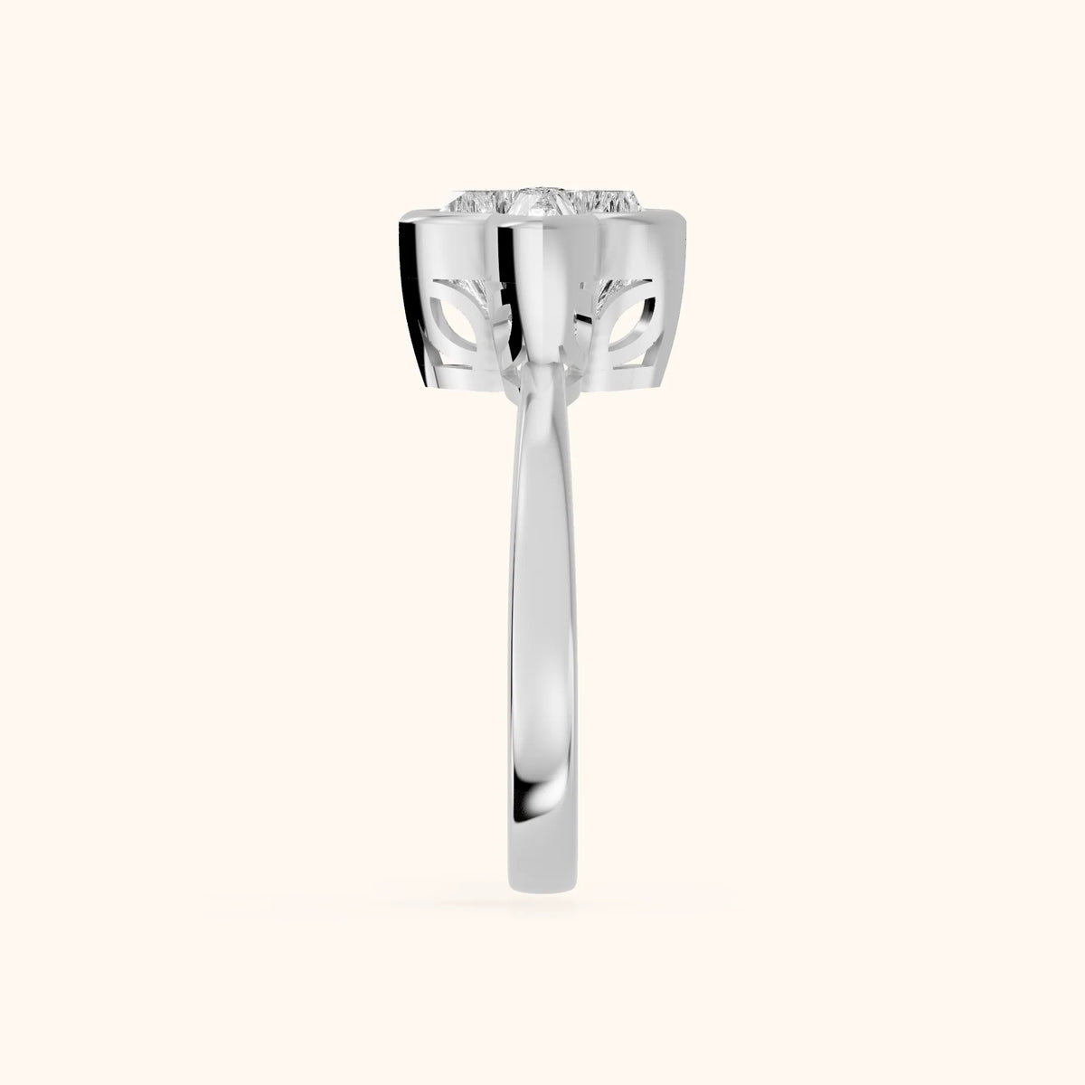 Millie Bezel Solitaire Lily Diamond Engagement Ring in Silver - SideView.webp