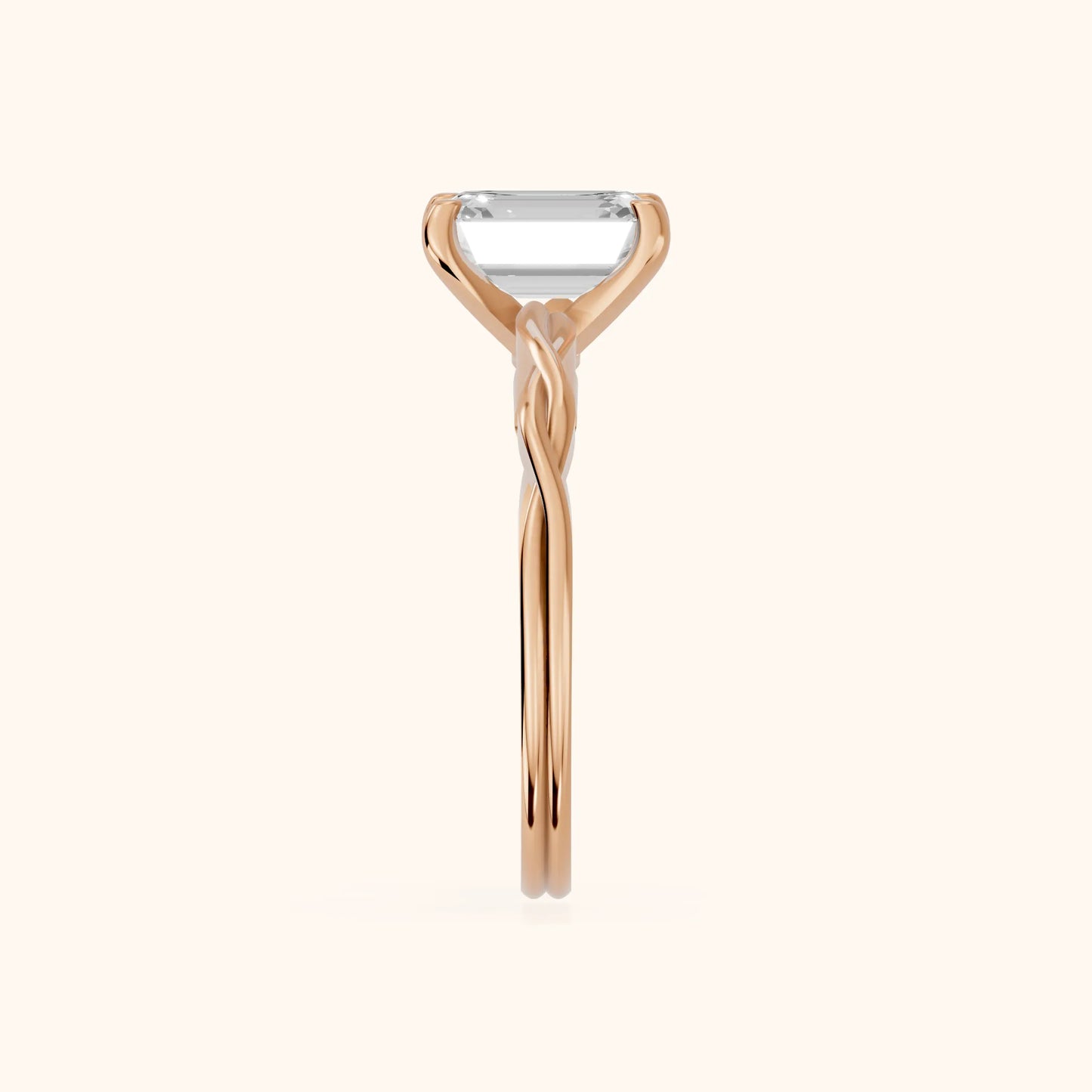 Iris Twist Emerald Diamond Engagement Ring in Rose Gold - SideView