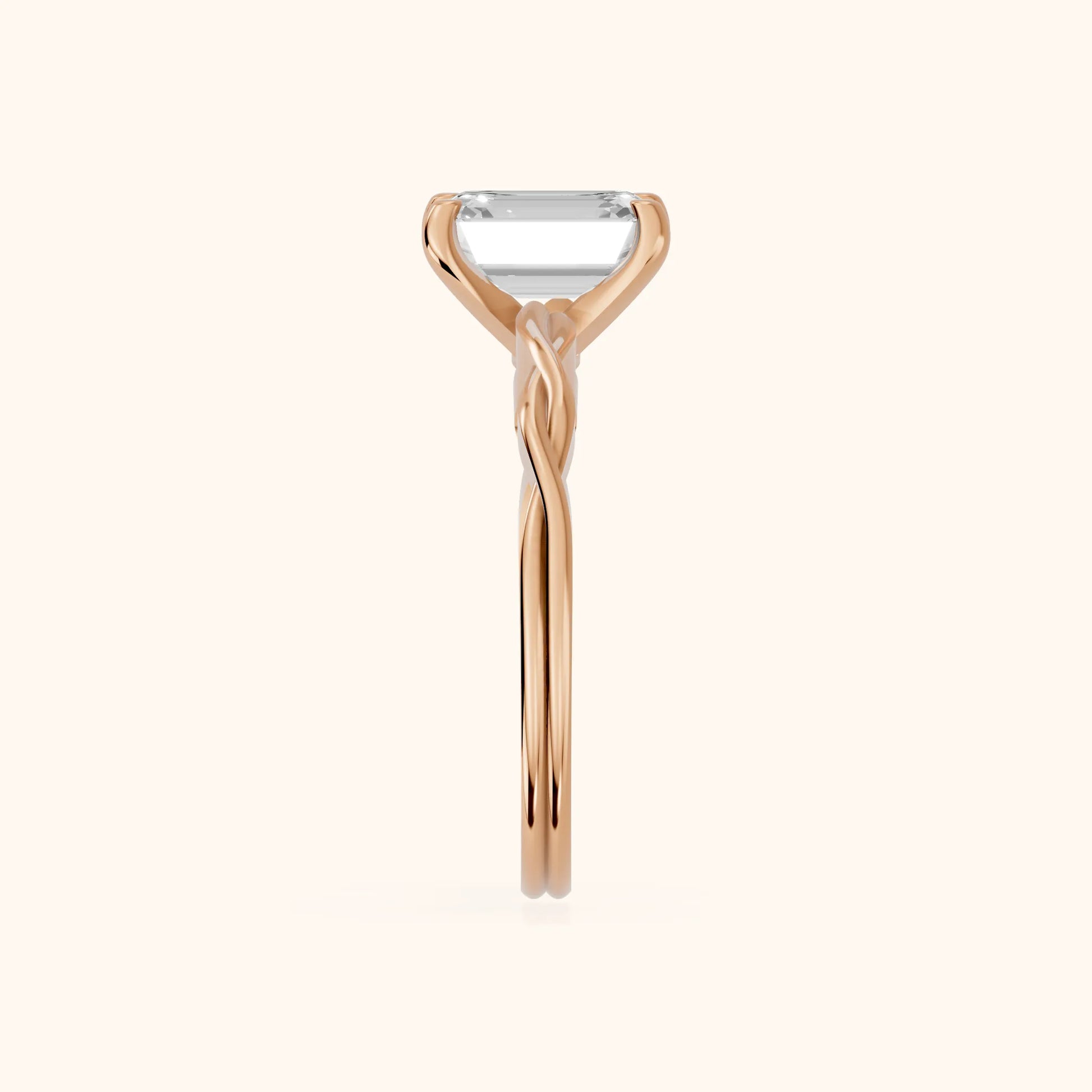 Iris Twist Emerald Diamond Engagement Ring in Rose Gold - SideView