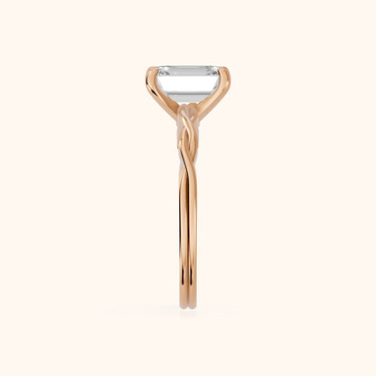 Iris Twist Emerald Diamond Engagement Ring in Rose Gold - SideView