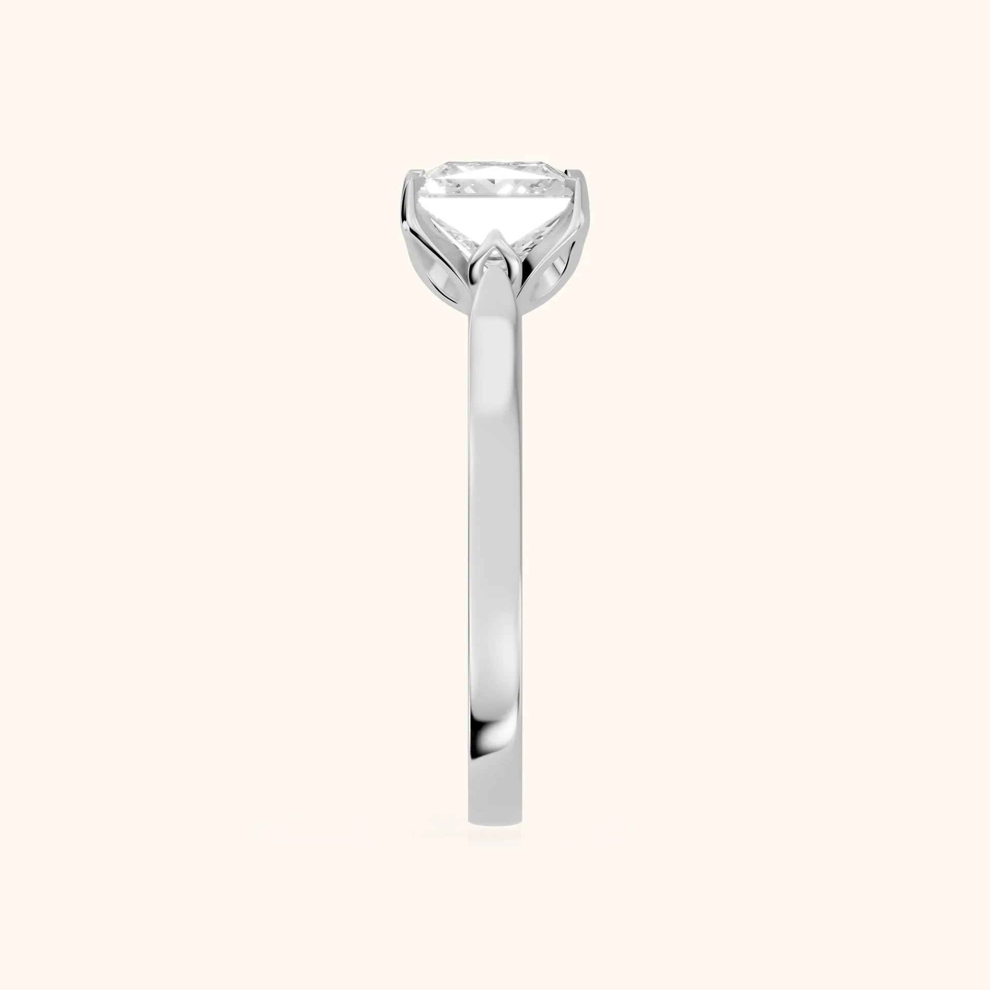 Isabella Bloom Solitaire Princess Diamond Engagement Ring in Silver - SideView