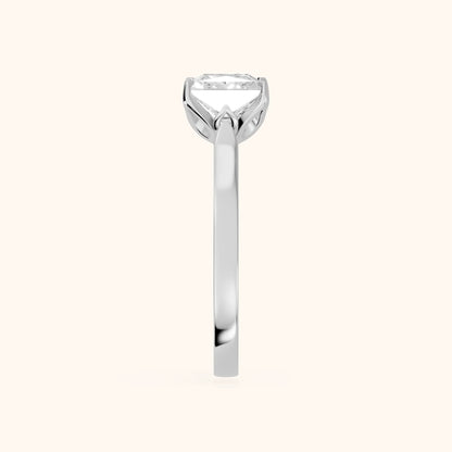 Isabella Bloom Solitaire Princess Diamond Engagement Ring in Silver - SideView