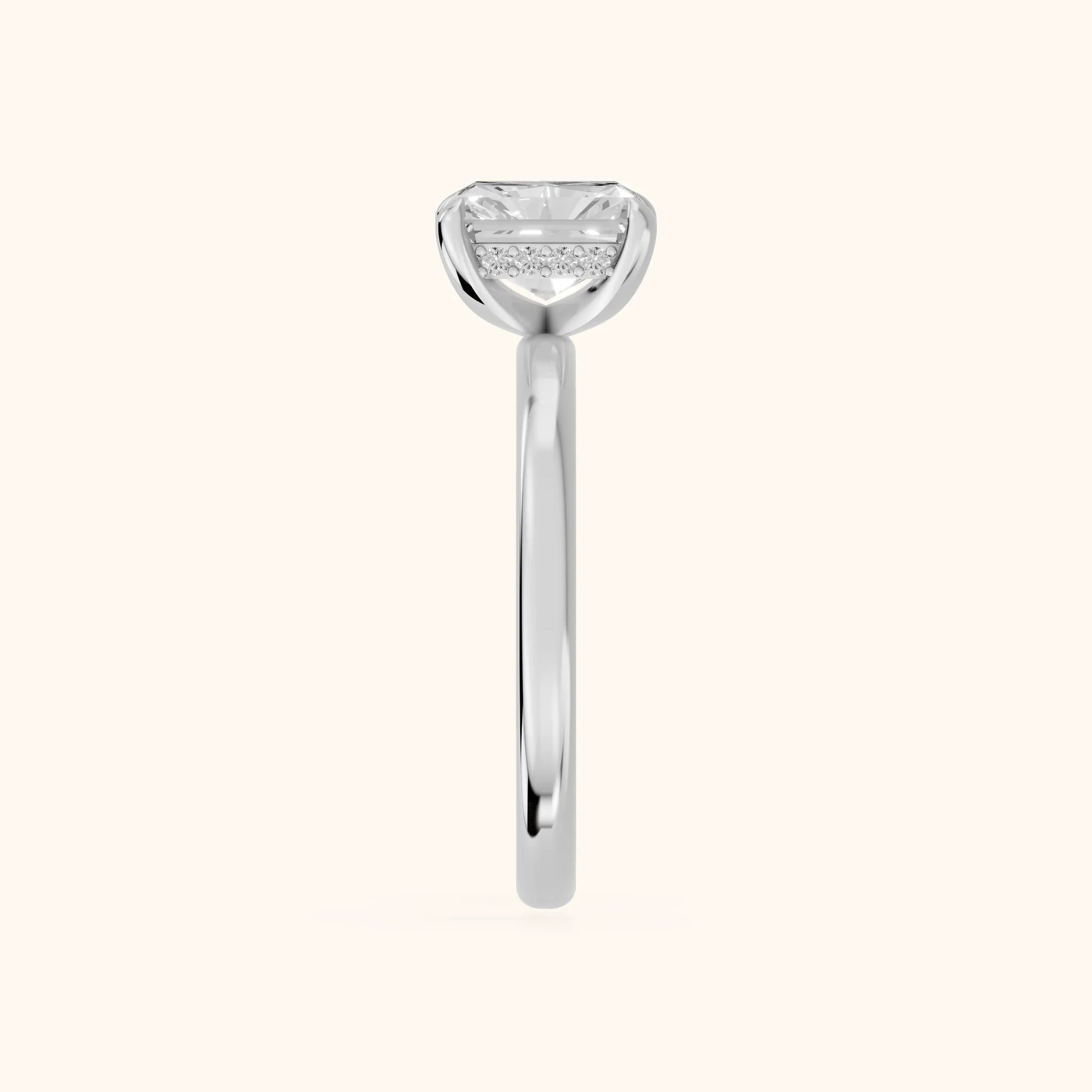 Charlotte Charm Solitaire Radiant Diamond Engagement Ring in White Gold - SideView