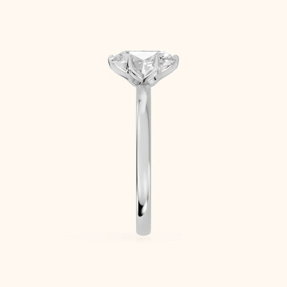 Serena Blossom Solitaire Oval Diamond Engagement Ring in Silver - SideView