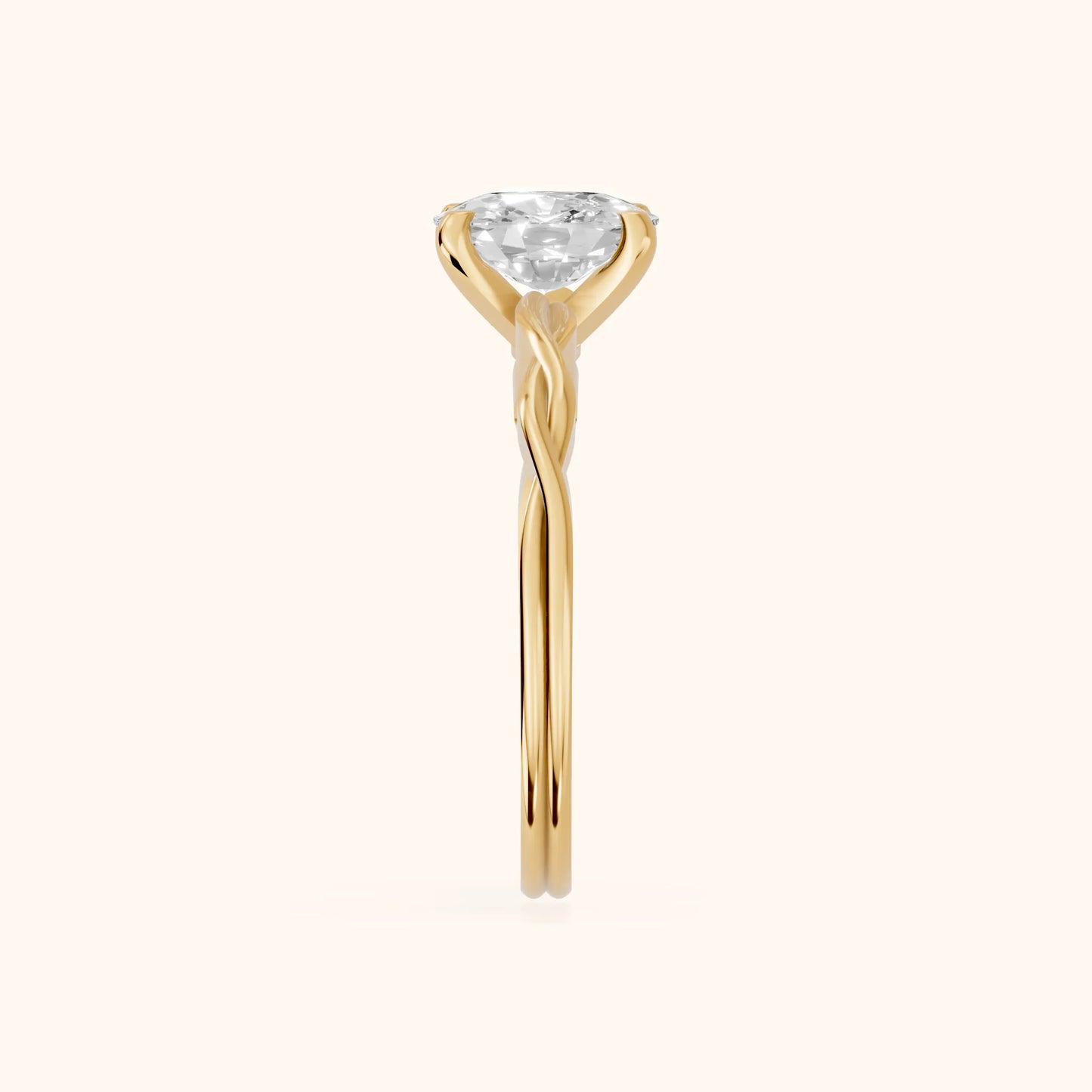Iris Twist Cushion Diamond Engagement Ring in Yellow Gold - SideView