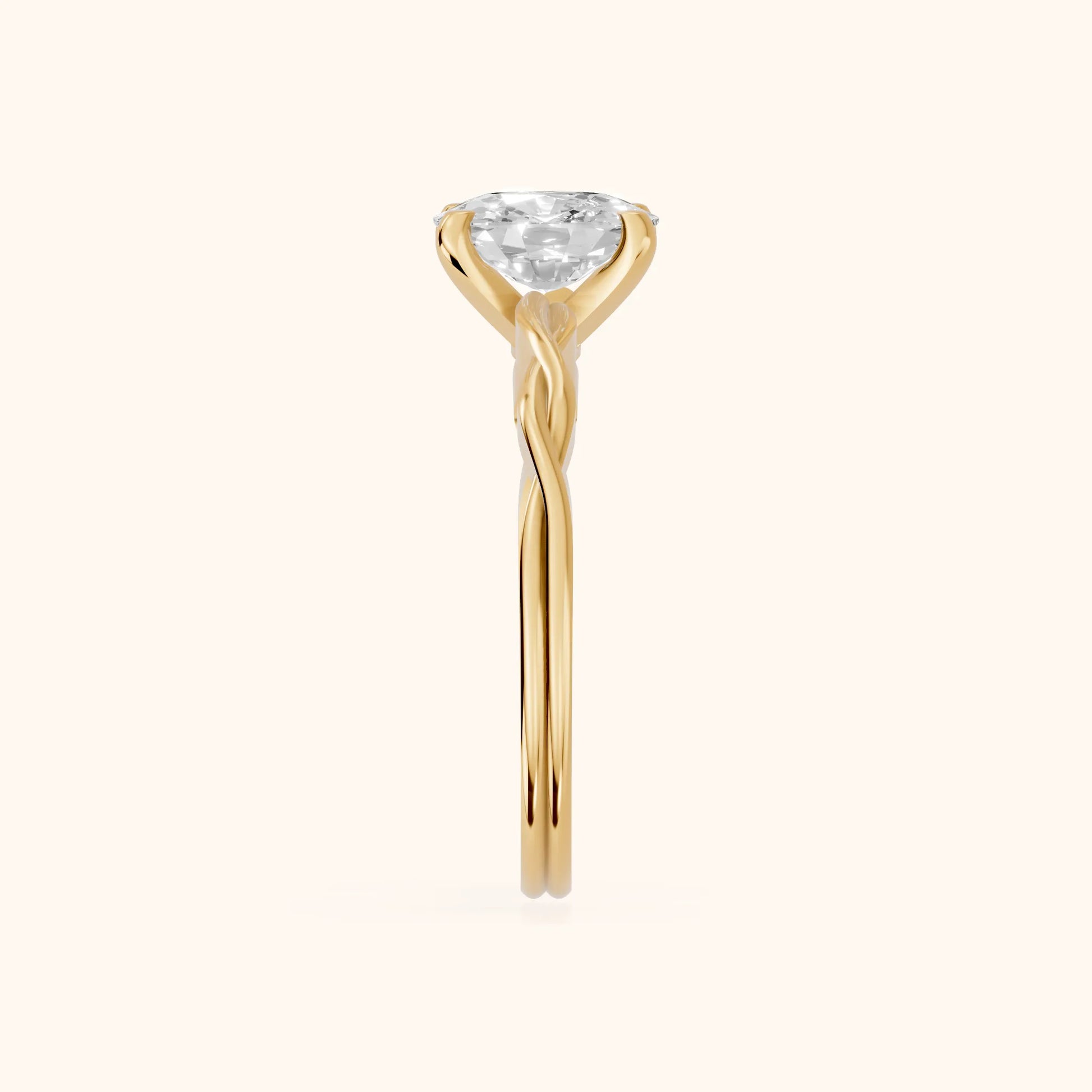 Iris Twist Cushion Diamond Engagement Ring in Yellow Gold - SideView