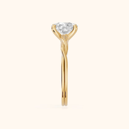 Iris Twist Cushion Diamond Engagement Ring in Yellow Gold - SideView