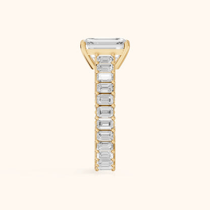 Mallory Shared Prong Emerald Diamond Engagement Ring in Yellow Gold - SideView.webp