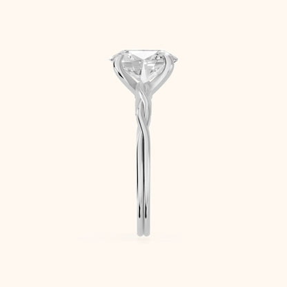 Iris Twist Oval Diamond Engagement Ring in Platinum - SideView