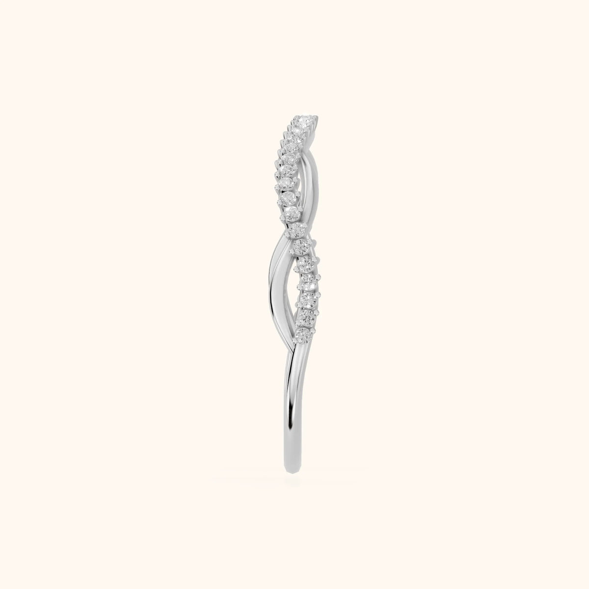Amani Petite Twist Round Diamond Half Eternity Band in Silver - SideView