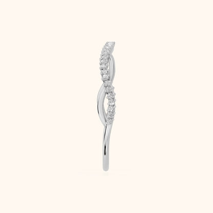 Amani Petite Twist Round Diamond Half Eternity Band in Silver - SideView