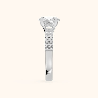 Honor Sidestone Oval Diamond Engagement Ring in White Gold - SideView.webp