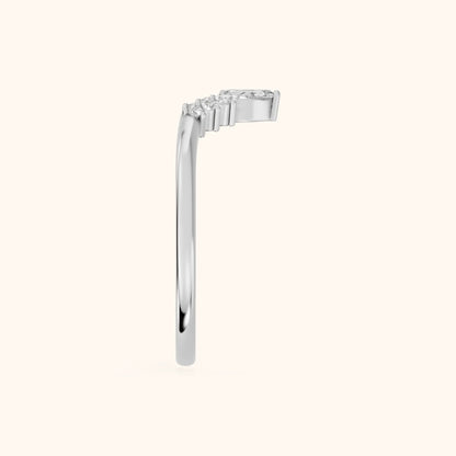 Nisha Curved Pear & Round Diamond Wedding Band in Silver - SideView