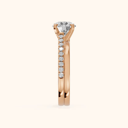 Edith Criss Cross Pavé Round Diamond Engagement Ring in Rose Gold - SideView.webp
