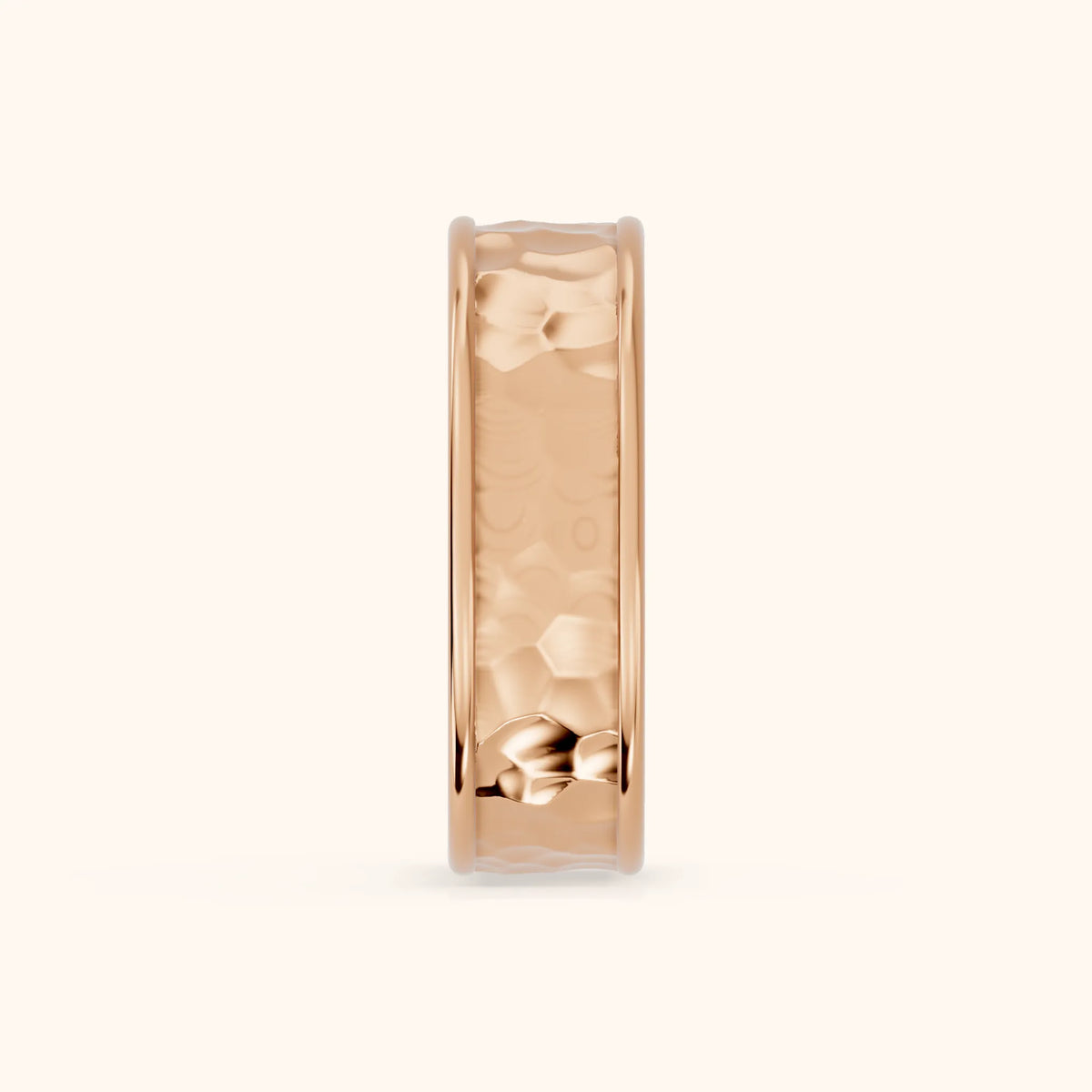 Sahana Hammered Step Edge Wedding Band in Rose Gold - SideView